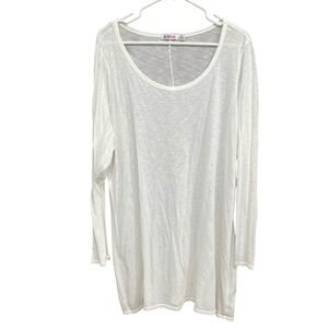 JustFab Tunic Top‎ Long Sleeve Scoop Neck Casual Everyday White 3X